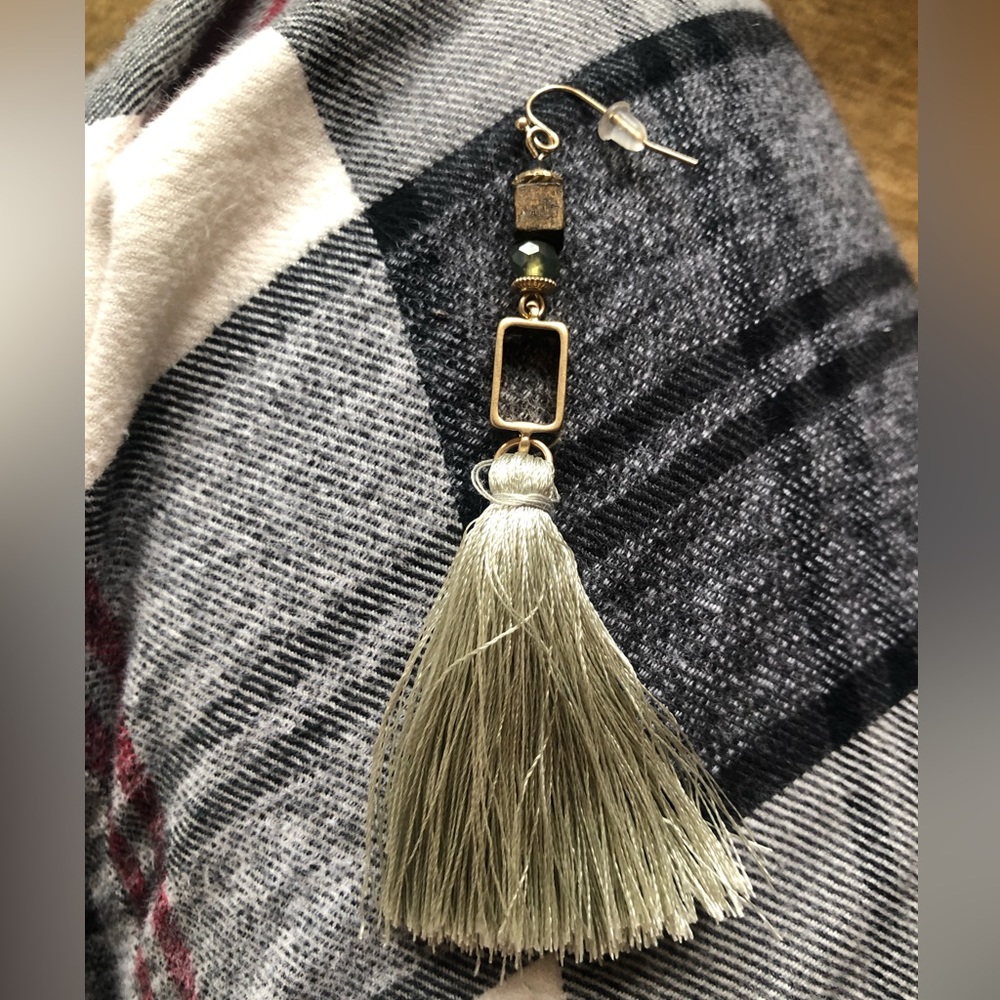 Silk tassel earrings, new